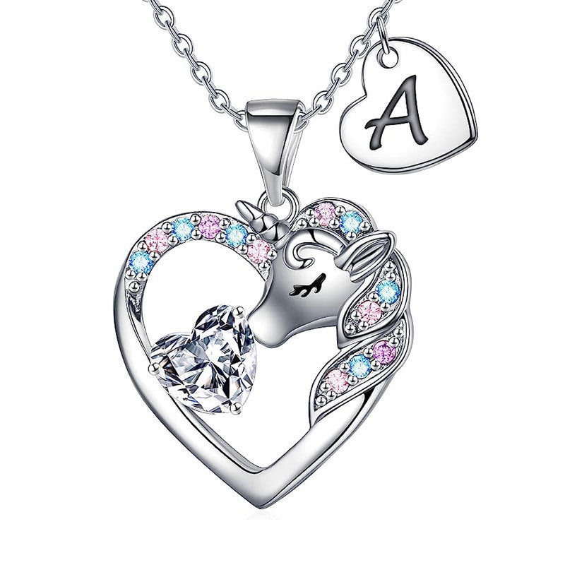 Unicorn-Themed Heart Pendant Necklace Kalsten
