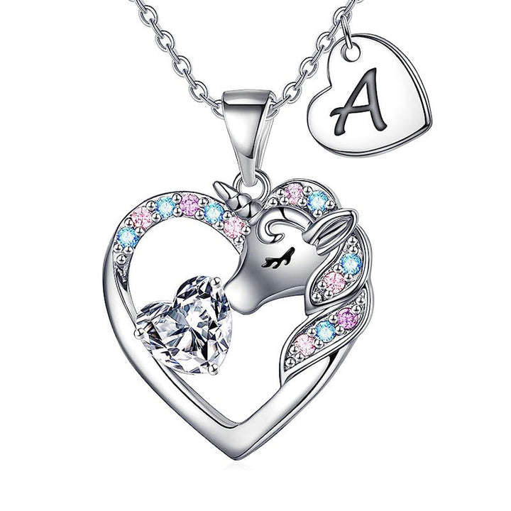 Unicorn-Themed Heart Pendant Necklace Kalsten