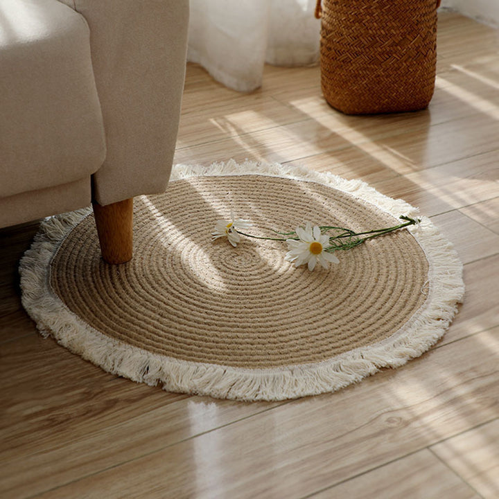 Round Jute Rug with Fringes Kalsten