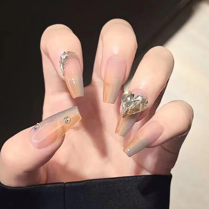 Decorative Stiletto Press-On Nails with Heart Design Kalsten
