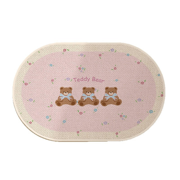 Plush Embroidered Teddy Chenille Non-Slip Bath Mat