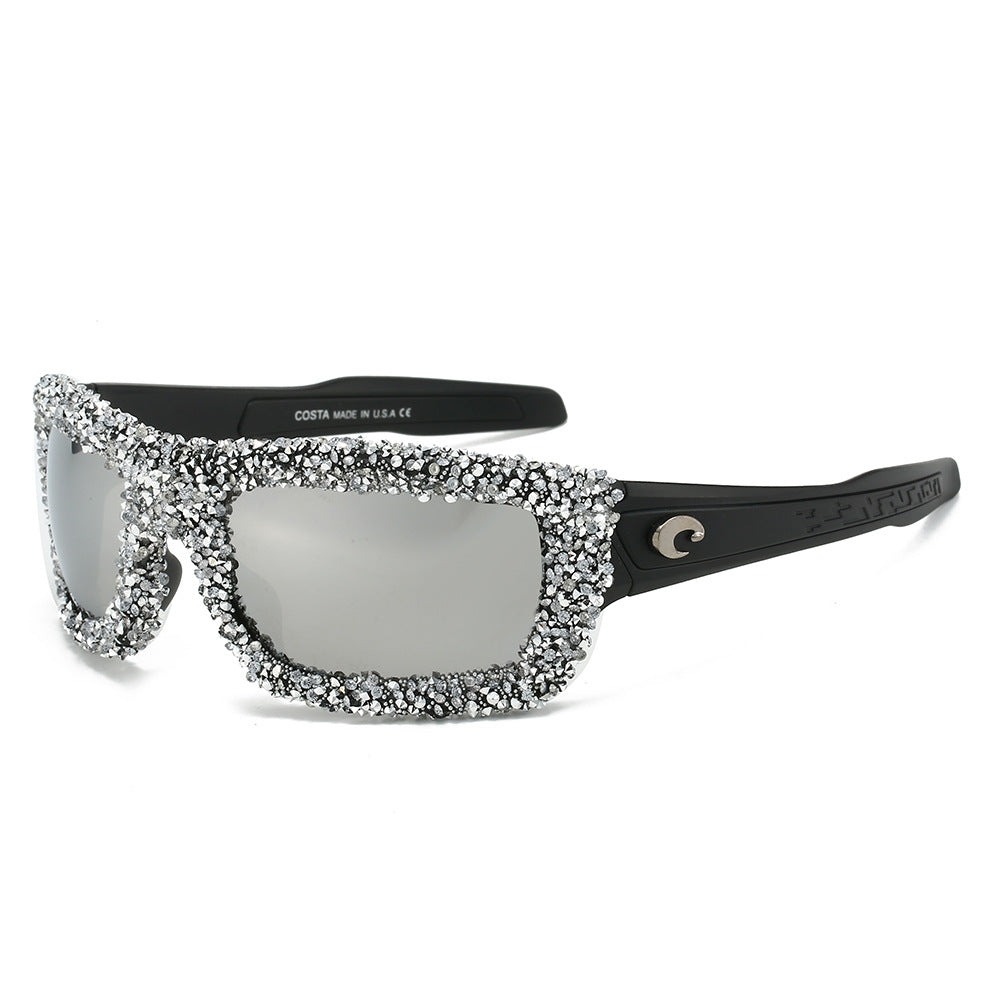 Women's sporty sunglasses with sparkling rhinestone frame Kalsten