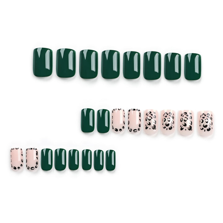 Artful nail art with tasteful green and leopard accents Kalsten