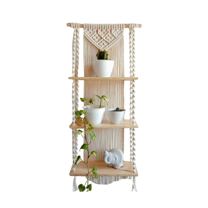 Macrame Plant Shelf with Decorative Hanging Design Kalsten