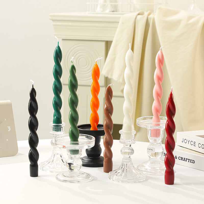 Twisted Spiral Taper Candle Set for Tabletop Decor