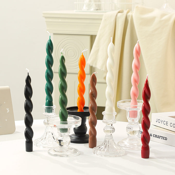 Twisted Spiral Taper Candle Set for Tabletop Decor