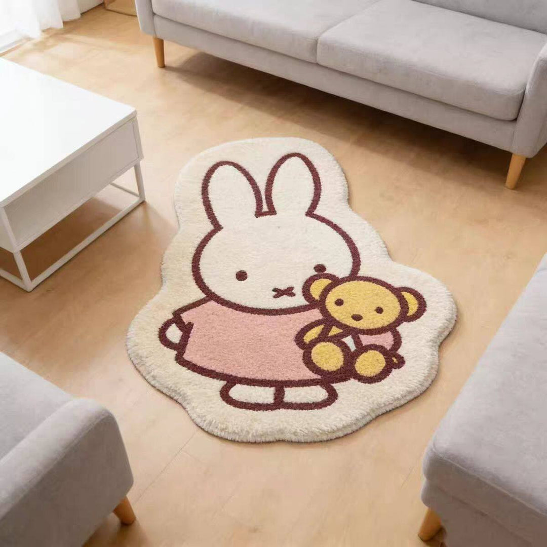 Cute Cartoon Bunny-Themed Area Rug