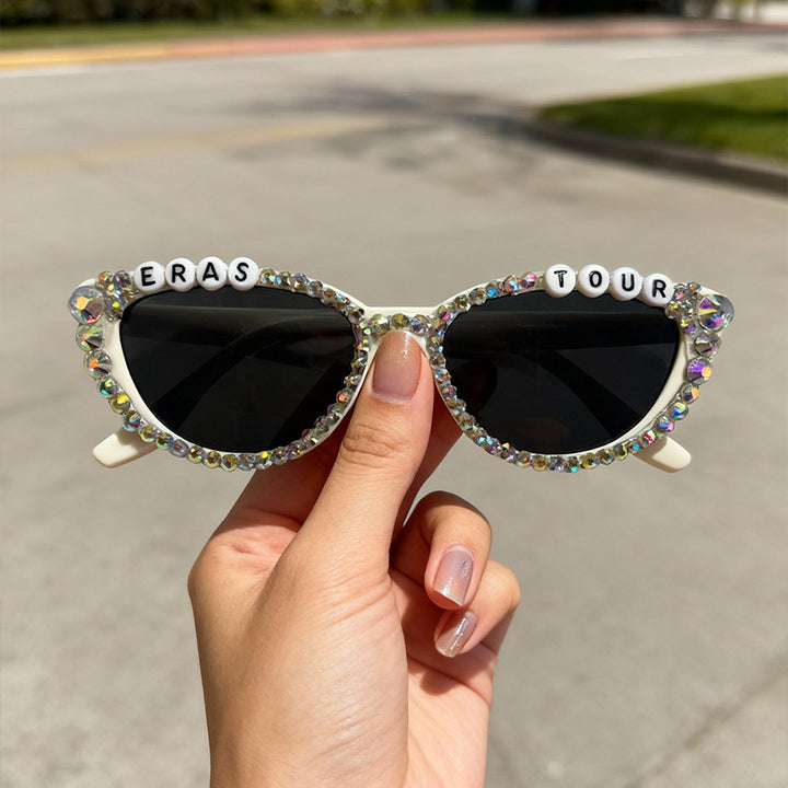 Rhinestone-Embellished Cat-Eye Sunglasses Kalsten