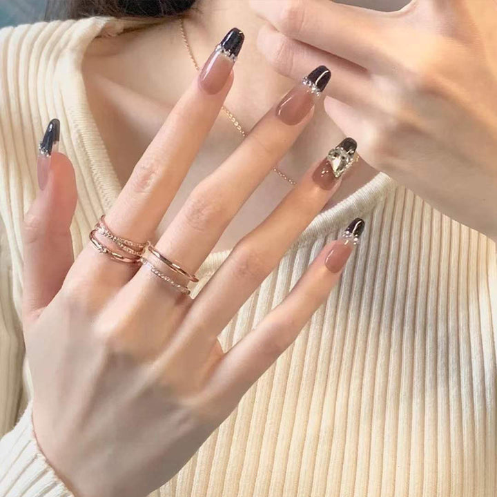 Stylish heart and ombre design artificial nails Kalsten