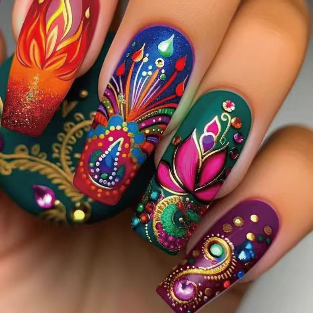 Artistic Floral Nail Art Enhancements Kalsten