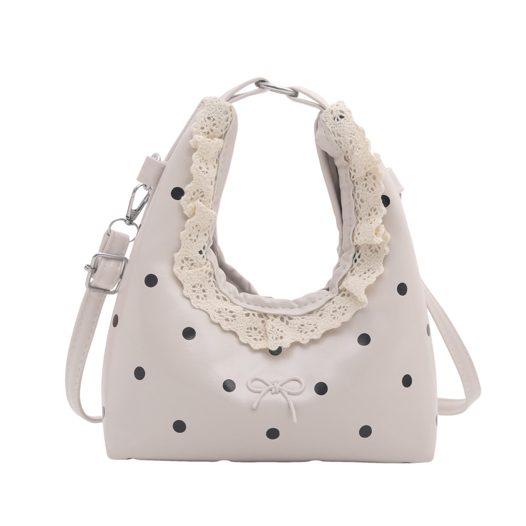 Decorative Lace-Trimmed Polka Dot Handbag