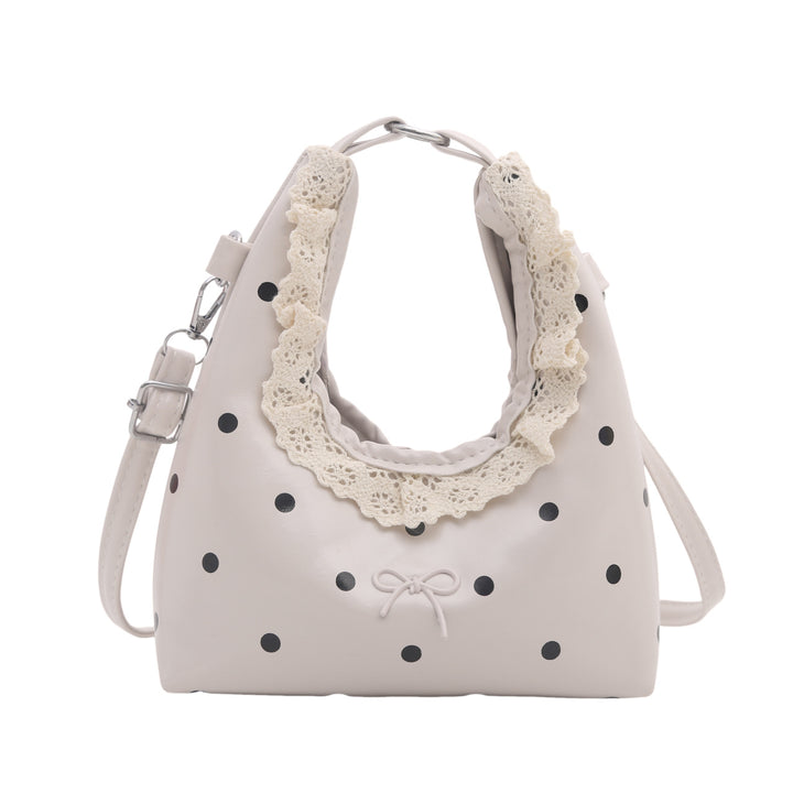 Decorative Lace-Trimmed Polka Dot Handbag