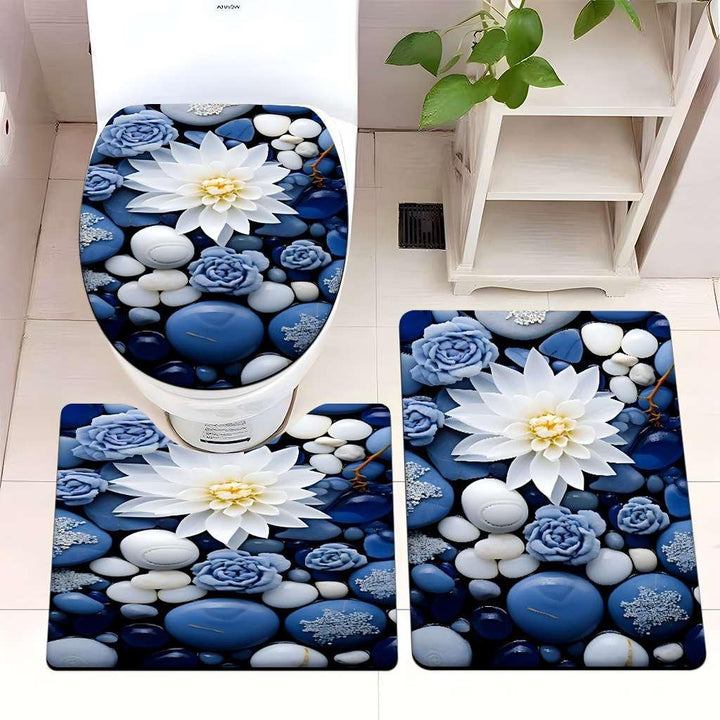 Decorative Rock and Butterfly Bathroom Mat Set Kalsten