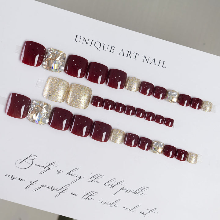 Rhinestone-Embellished Pedicure Nail Art  1791110448
