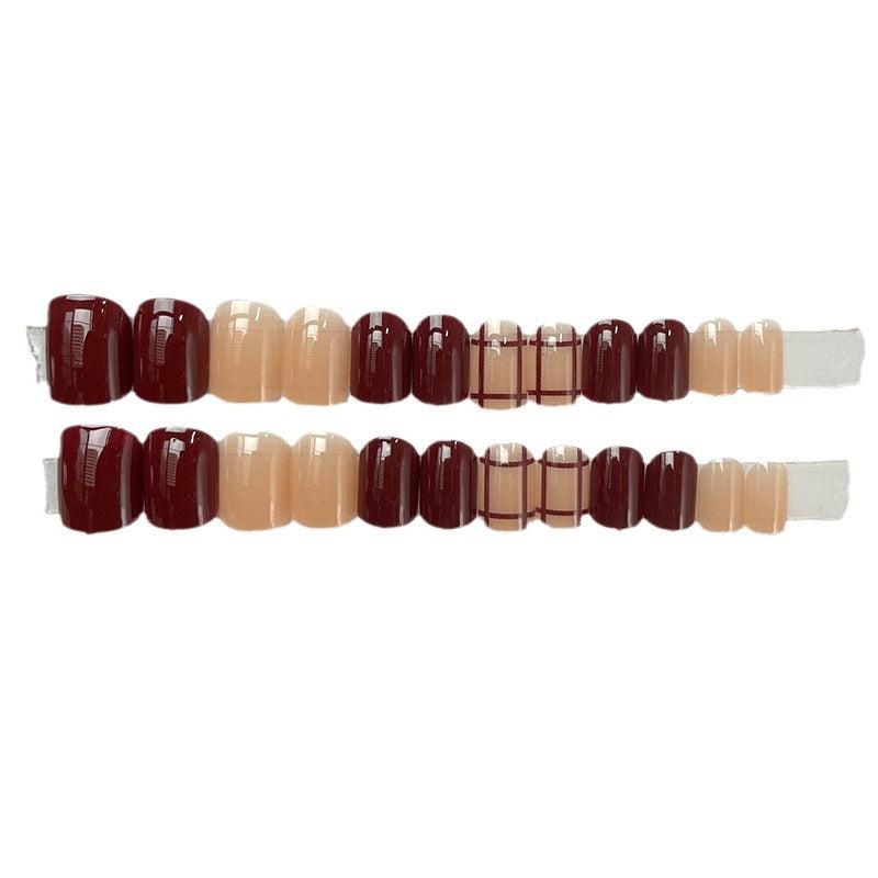 Stylish Press-On Nail Art Set with Geometric Patterns
