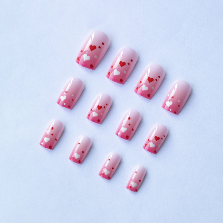 Heart-Themed Acrylic Nail Design