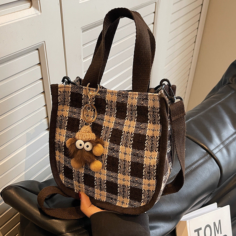 Charming Plaid Shoulder Tote Bag