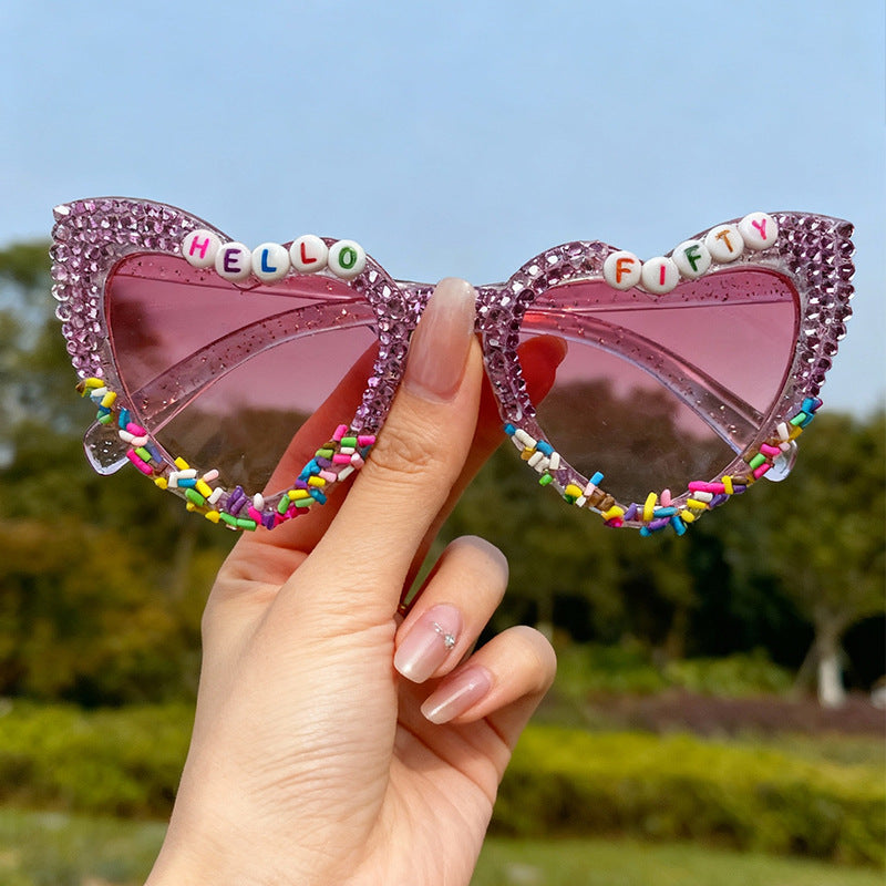 Decorative Cat-Eye Sunglasses with Rhinestones Kalsten