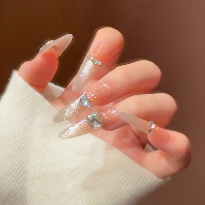 Glamorous Crystal-Studded Stiletto Press-On Nails Kalsten