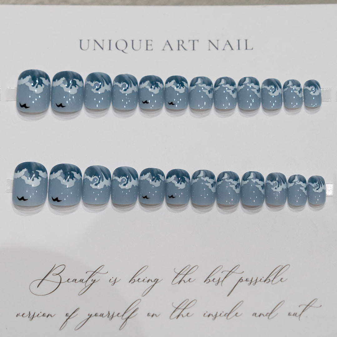 Artistic Ocean Wave Nail Art