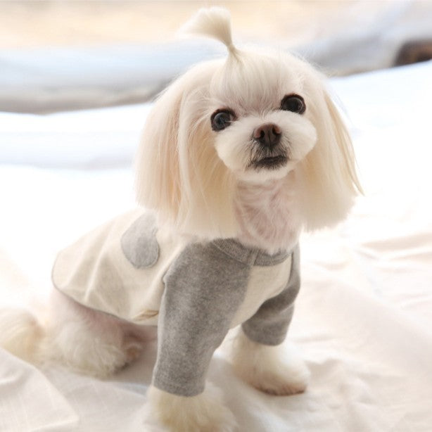 Small Dog Cotton Fleece Tee with Heart Patch
