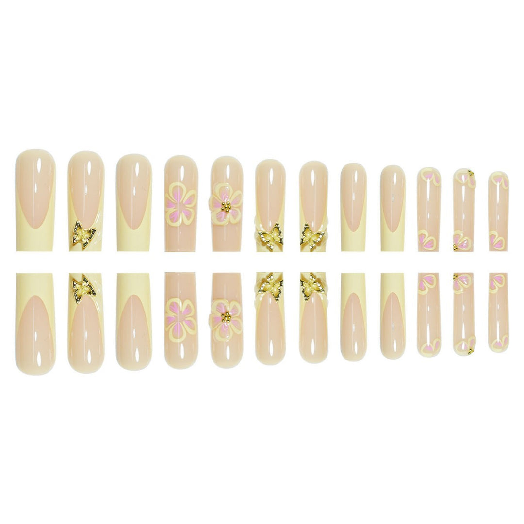Artistic Floral Acrylic Press-On Nail Extensions Kalsten