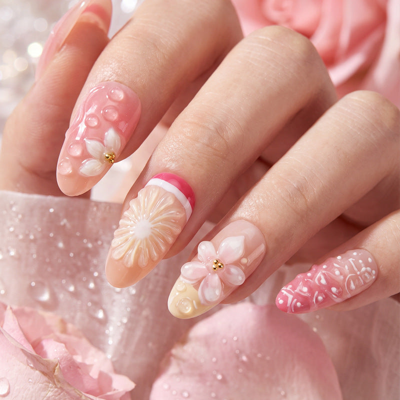 Decorative Floral Press-On Nail Set Kalsten