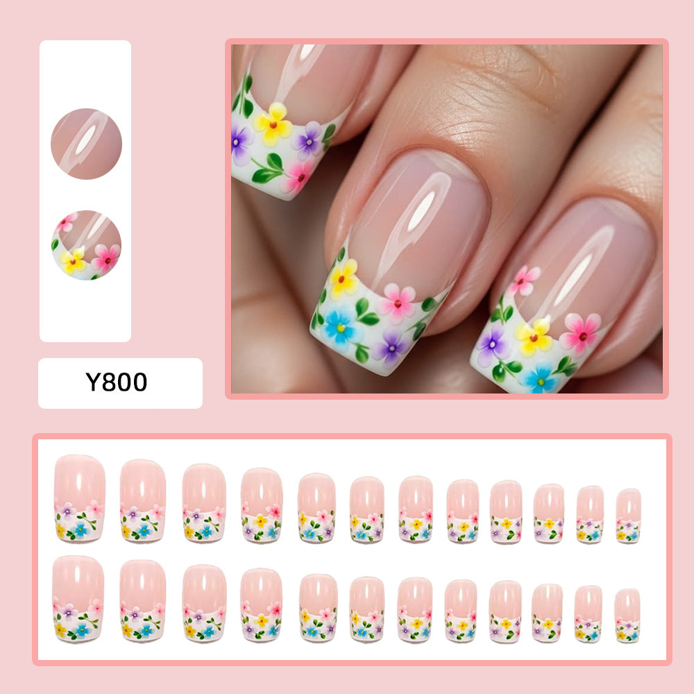 Artificial nails with floral designs and high-gloss finish Kalsten