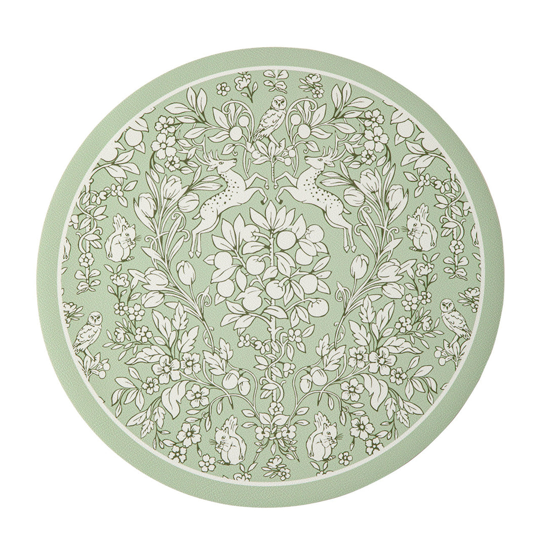 Round decorative rug with floral animal illustration and fine jacquard structure Kalsten