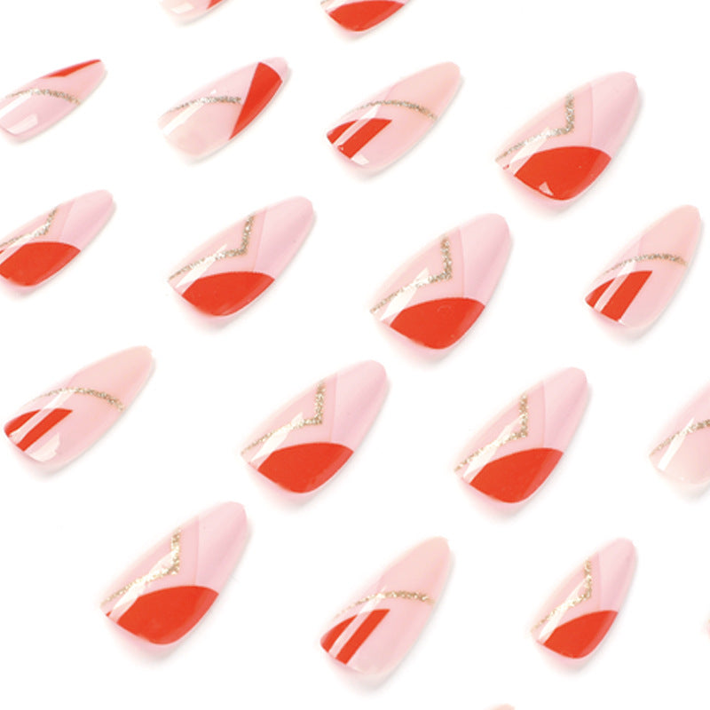 Artful nail art with geometric accents and metallic details Kalsten