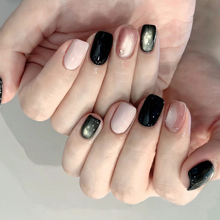 Stylish Press-On Nail Set with Elegant Glitter Accents Kalsten