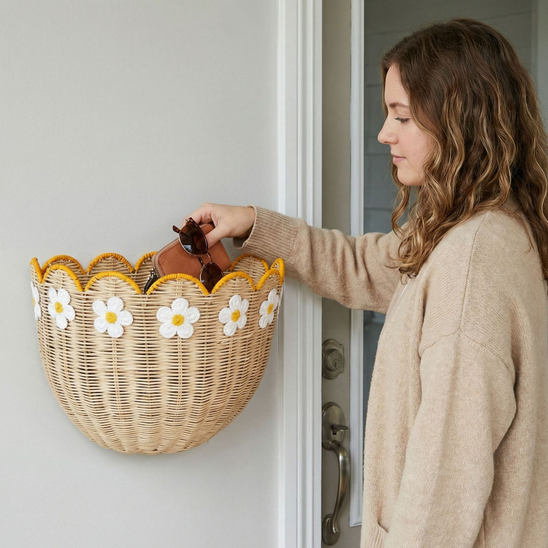 Wall basket with floral pattern Kalsten