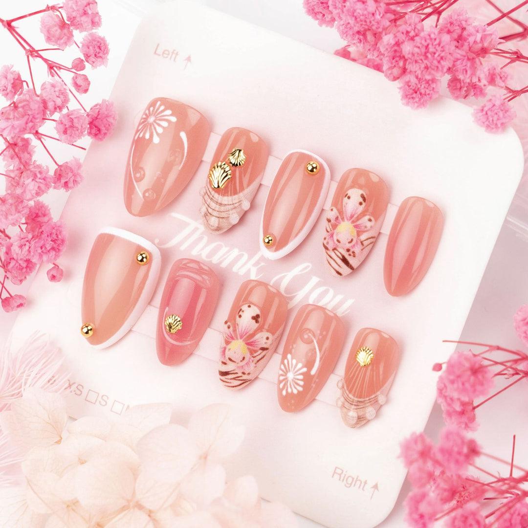 Decorative Floral Press-On Nail Art Set 1790738549