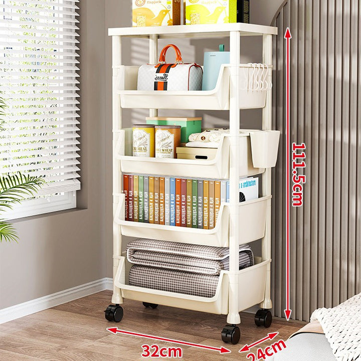 Compact Two-Tier Rolling Utility Cart with Deep Removable Plastic Bins