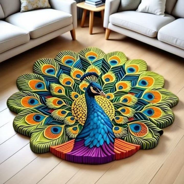 Peacock-Themed Artistic Area Rug