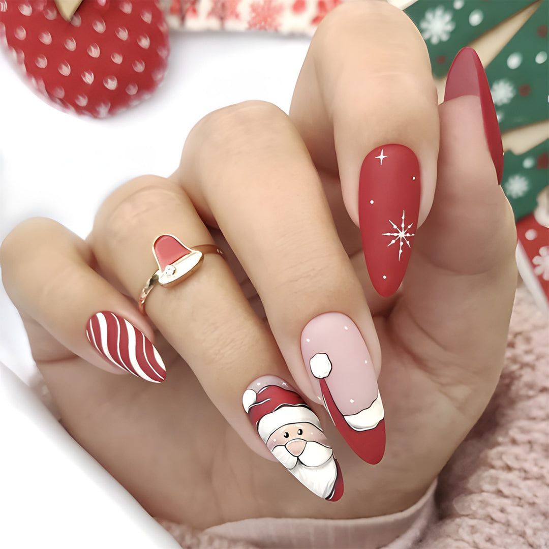 Artificial nail set with festive winter theme Kalsten