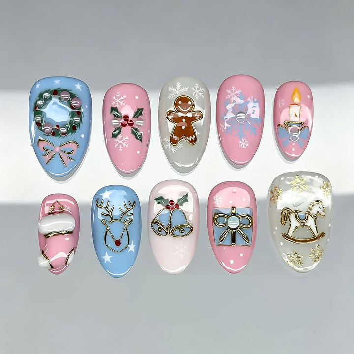 Festive Themed Press-On Nail Art Set Kalsten