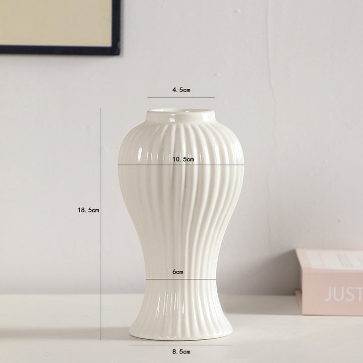 Elegant Ribbed Ceramic Flower Vase Kalsten 1790310309