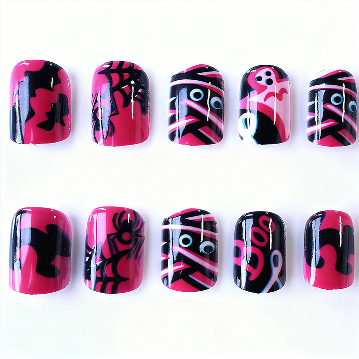 Acrylic nail set with Halloween motif and creative designs Kalsten