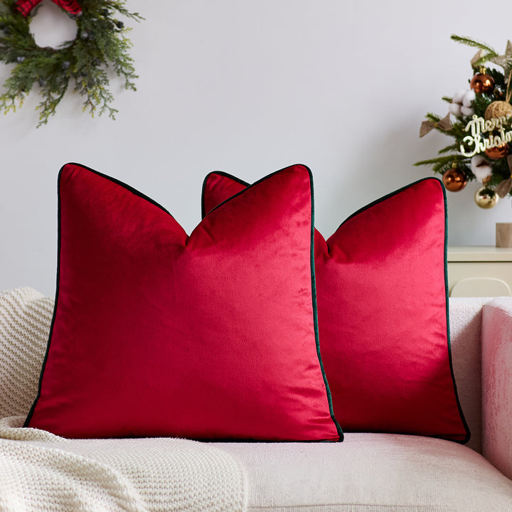 Luxury Velvet Throw Cushion with Contrast Piping