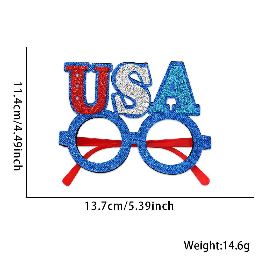 Unisex nan patriotic glitter novelty party glasses with USA letter topper Kalsten