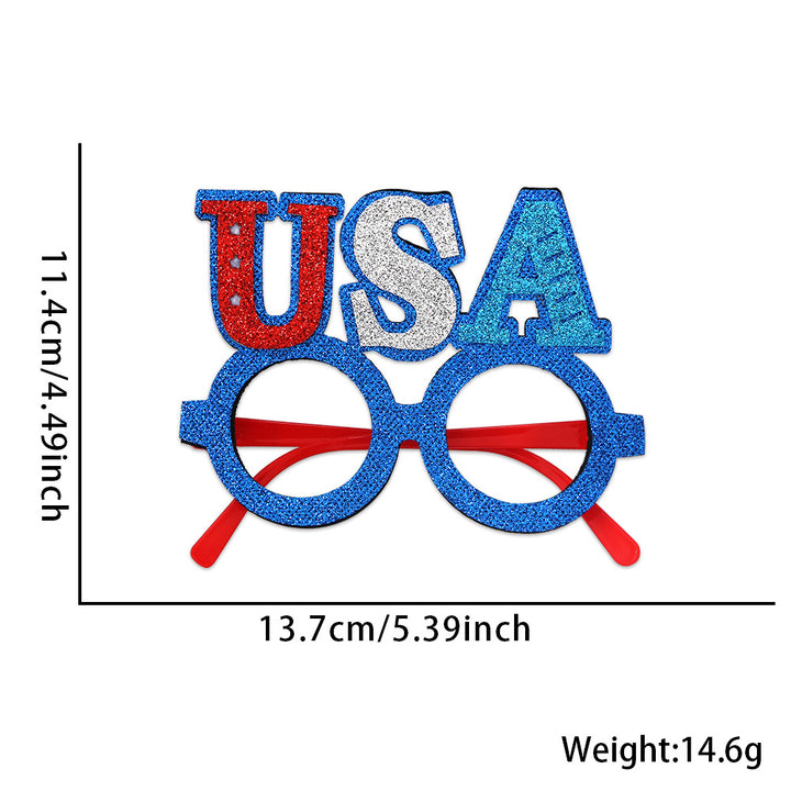 Unisex nan party glasses with USA glitter attachment and round frame Kalsten