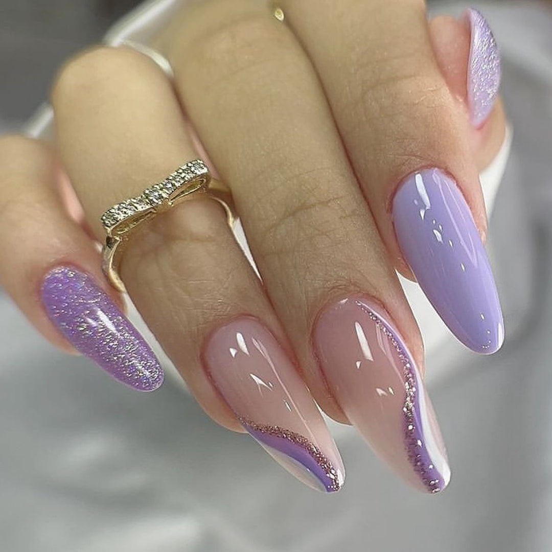 Elegant Stiletto Press-On Nail Art with Rhinestone Accents Kalsten