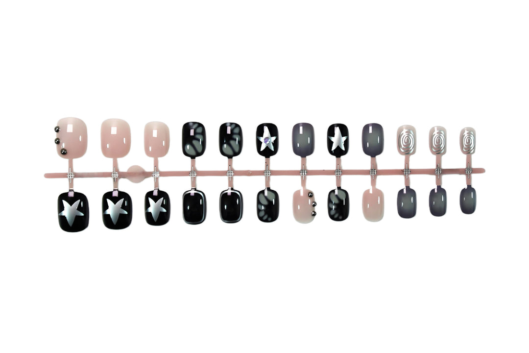 Artificial nail set with creative star and glitter designs Kalsten