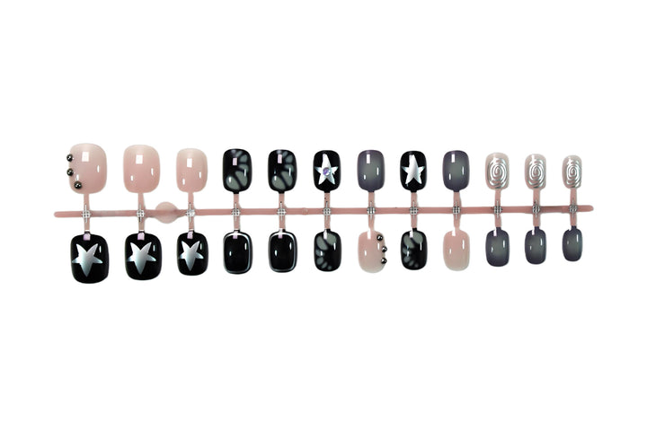 Artificial nail set with creative star and glitter designs Kalsten