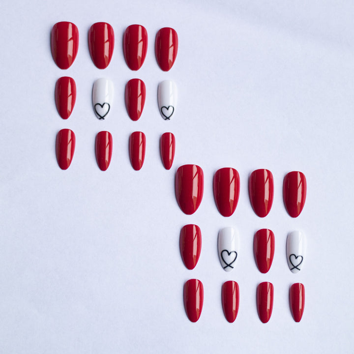 Heart-Themed Artistic Nail Design
