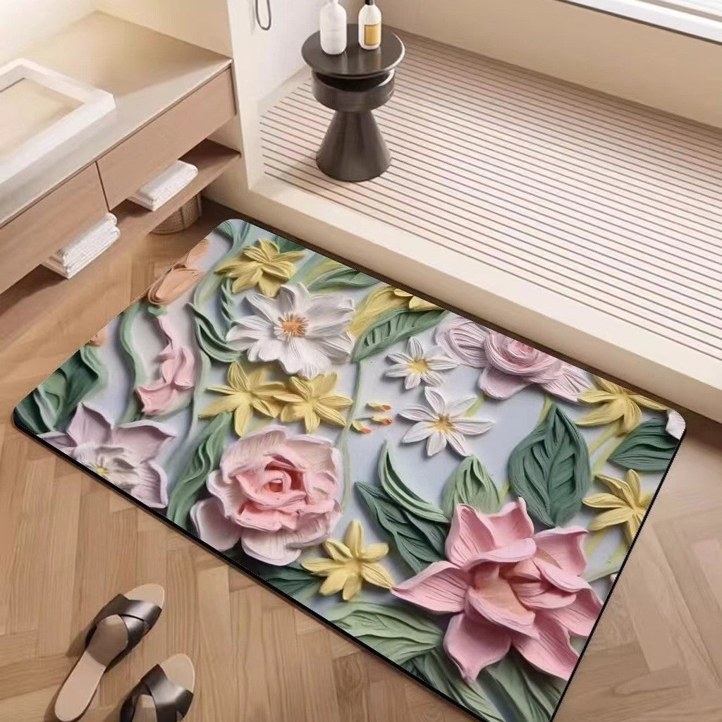 Luxury Textured Floral Bath Mat Kalsten