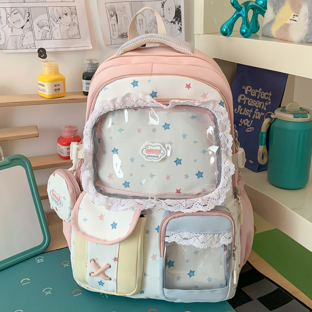 Cute Character Print School Backpack
