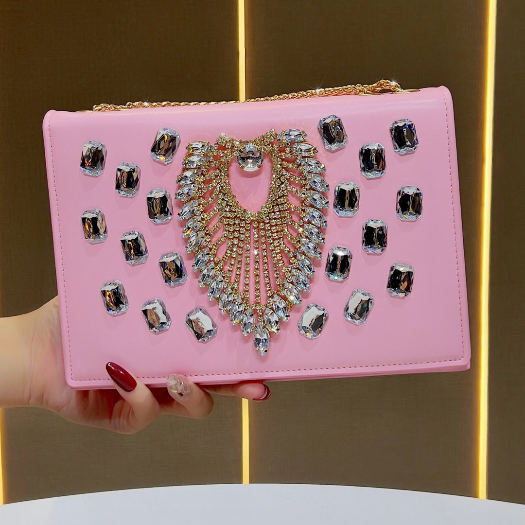 Decorative Crystal-Embellished Evening Clutch