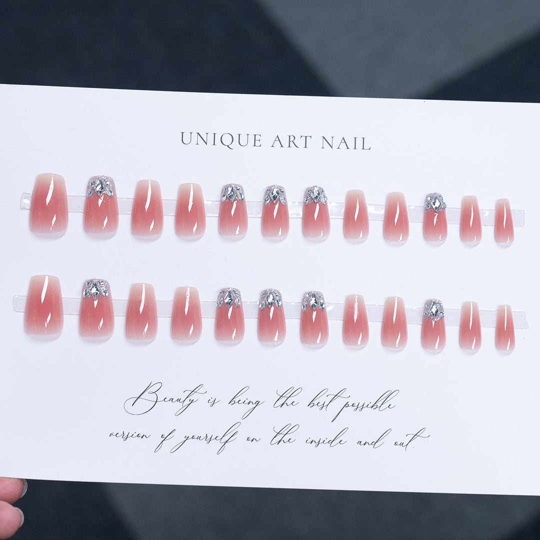 Press-On Nail Art Set with Rhinestone Accents